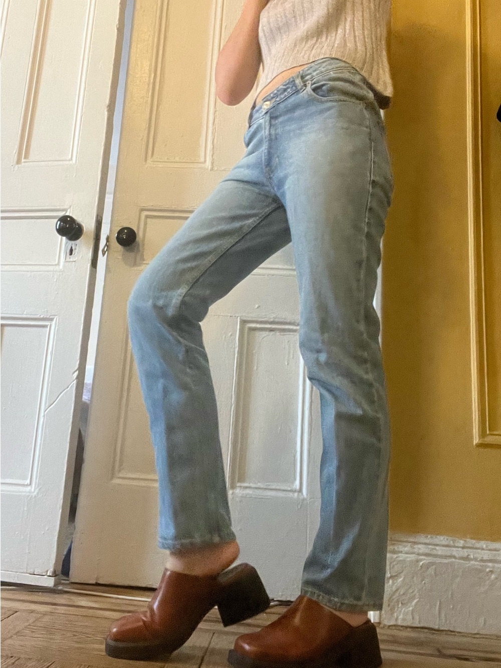 Opening Ceremony V waist Light Blue Straight-Leg Women's Jeans